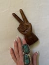 early 1970s hand-carved wood PEACE statue