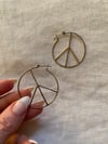 early 70s sterling PEACE hoop earrings