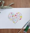 Mixed Floral Heart Option 1 - Original Watercolour Artwork 