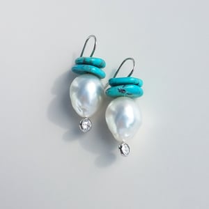 South Sea Pearl & Turquoise Earrings 