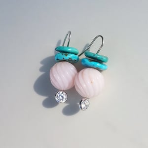 Pink Coral Turquoise Earrings 