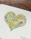 Native Heart Painting - Original Pen and Watercolour Design