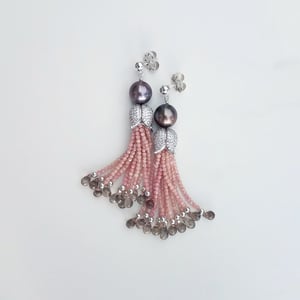 Sunstone & Smokey Topaz Tassel Earrings