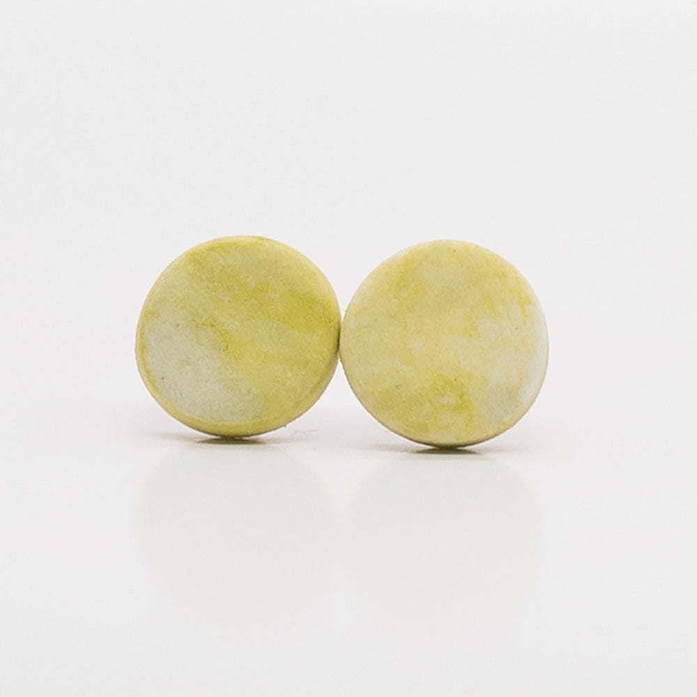 Image of Handmade Australian porcelain stud earrings - lime blend
