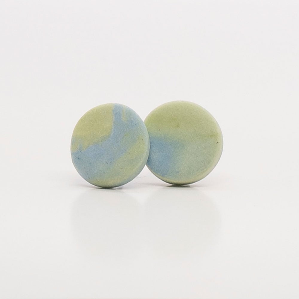 Image of Handmade Australian porcelain stud earrings - lime green and blue
