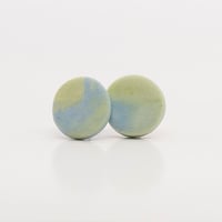 Handmade Australian porcelain stud earrings - lime green and blue