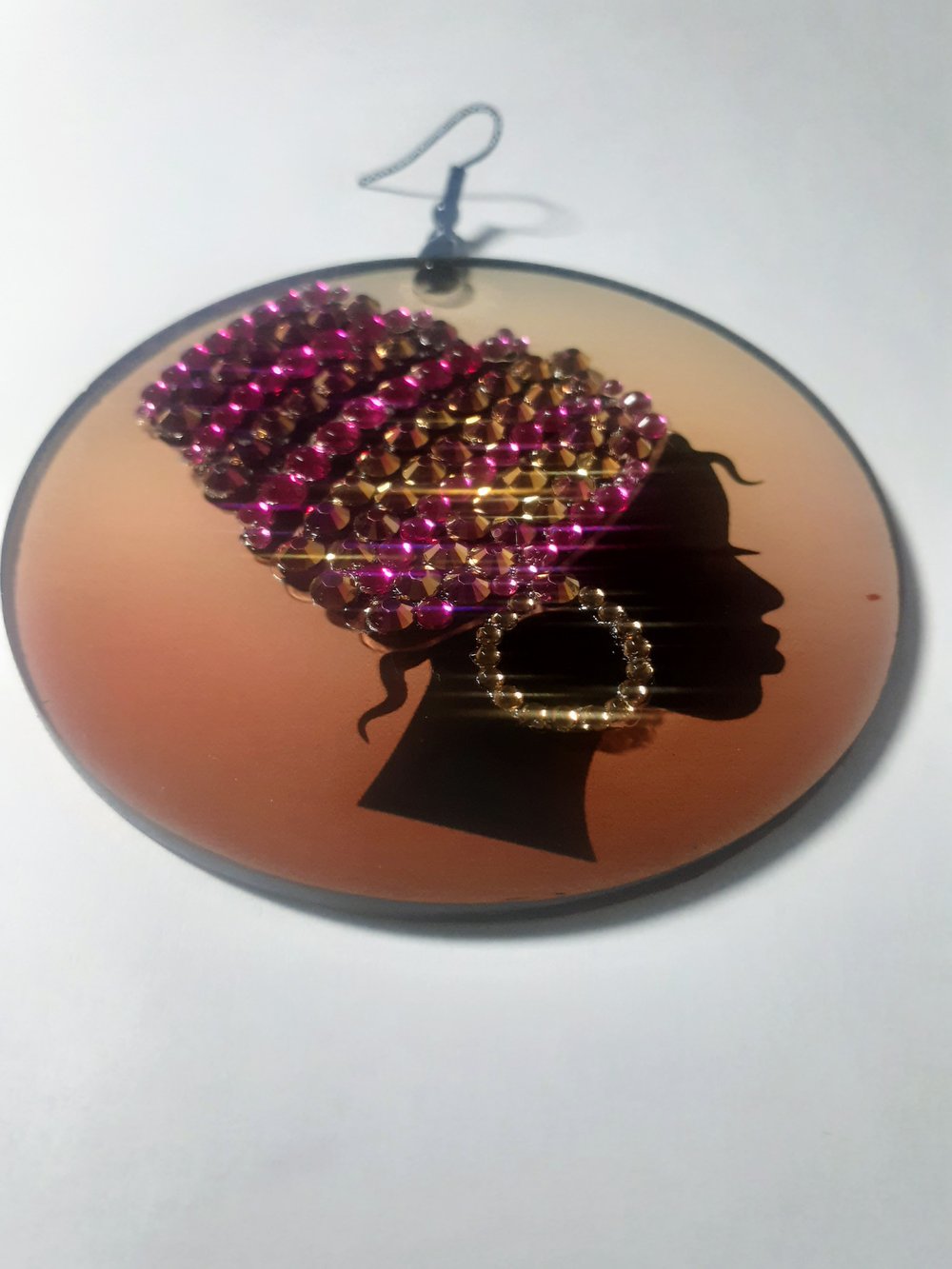 Image of Melanin Queen Head wrap rhinestone Afrocentric earrings