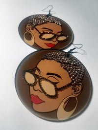 Image 1 of TWA Queen Custom Rhinestone Black Culture earrings