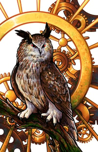 Image 2 of Clockwork Owl Print