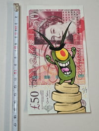 Image 2 of Fiddy Pound Notes with Hand Finished Greedy Character on each note.