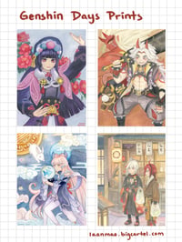 Image 1 of Genshin Days Watercolor/Gouache Prints