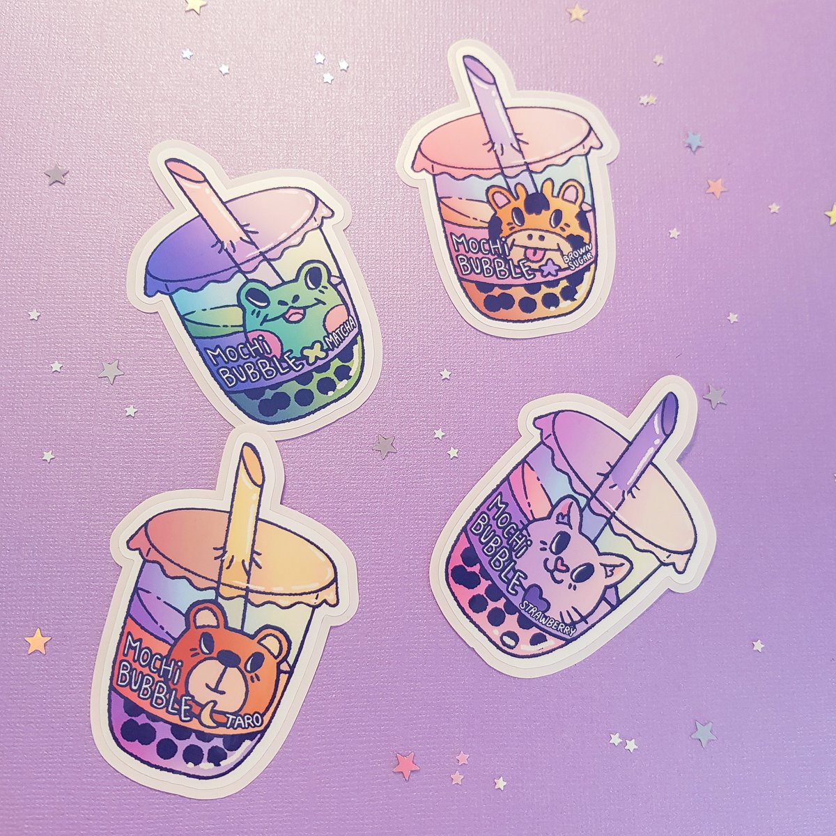 Bubble tea stickers | Mochi_illustration