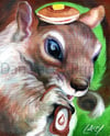 Canvas Print / "Squirrel with Pancakes and Syrup" from Original Dan Lacey Painting