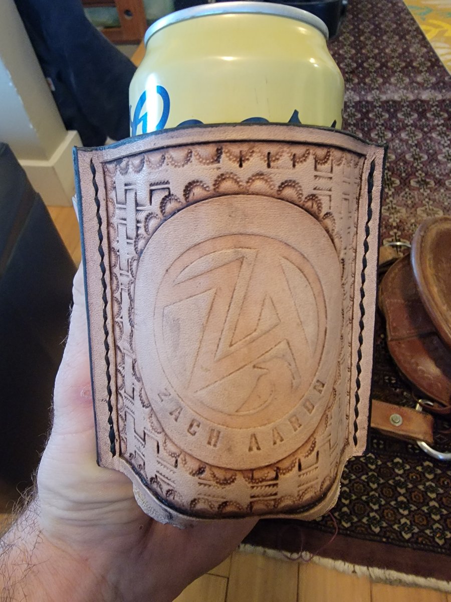 Image of Handmade leather "ZA" logo koozie