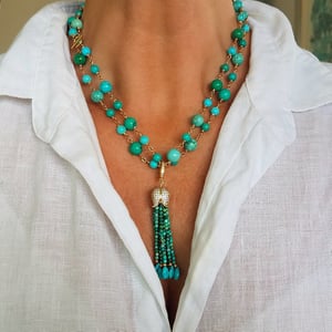 Multicolor Turquoise Tassel Necklace 