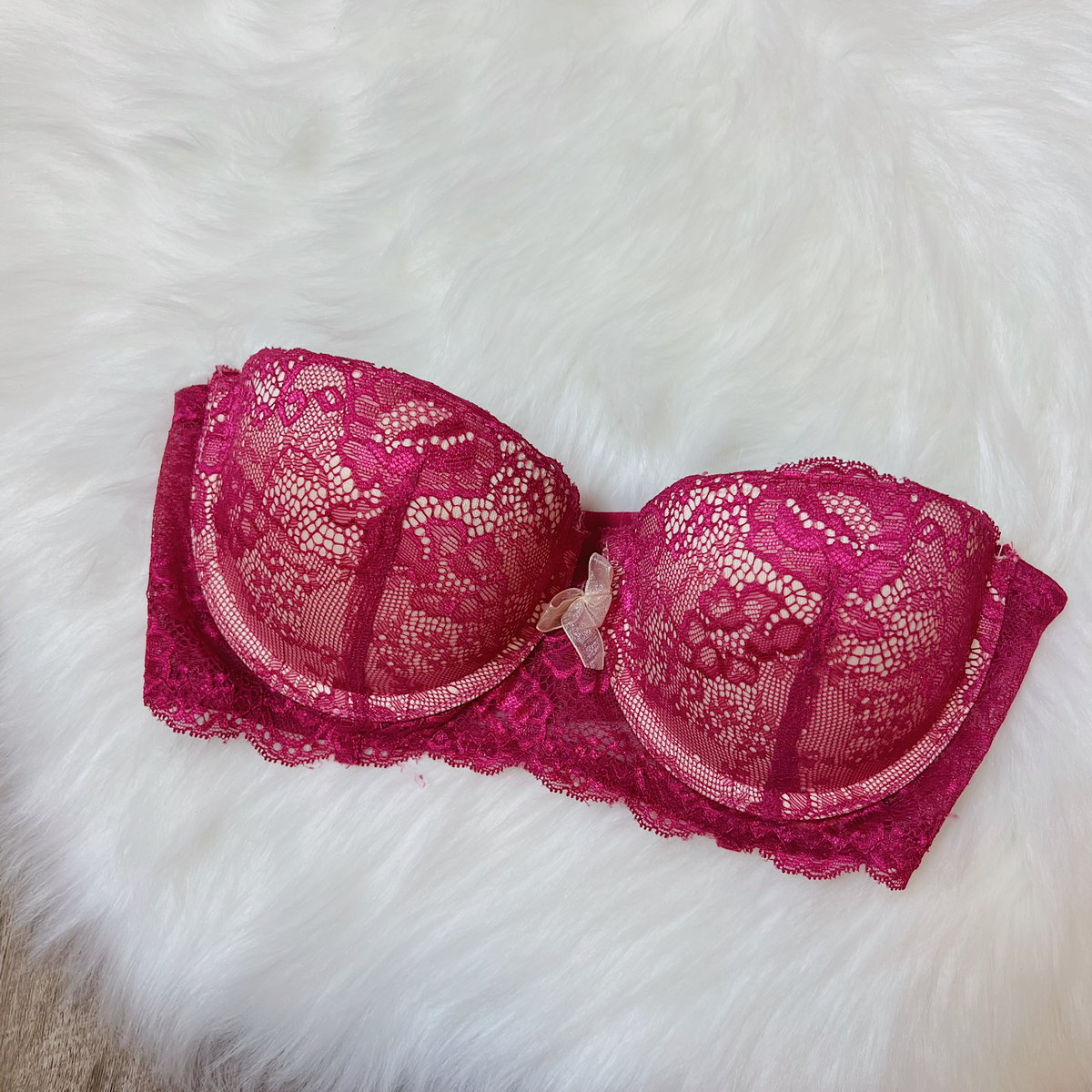 Kayser Brazilian Original Style Ladies Grenadine Pink Lace Bra Size 12A New