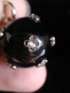 VICTORIAN 18CT 18K HIGH CARAT FRENCH ROSE CUT DIAMOND ONXY ORB PENDANT