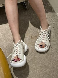 Image 3 of White Logo Lace-up Sandals