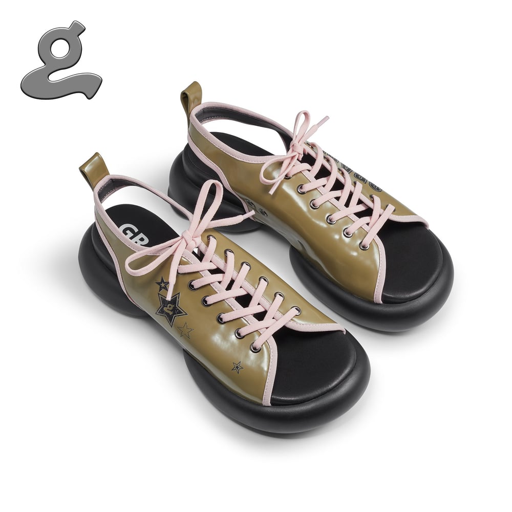 Image of Green Logo Lace-up Sandals