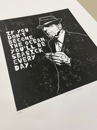 Image 2 of Leonard Cohen. Hand Made. Original A4 linocut print. Limited and Signed. Art.