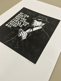 Image 3 of Leonard Cohen. Hand Made. Original A4 linocut print. Limited and Signed. Art.