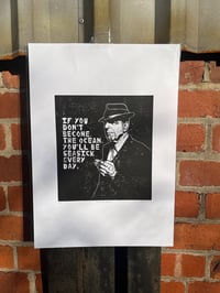 Image 4 of Leonard Cohen. Hand Made. Original A4 linocut print. Limited and Signed. Art.