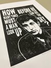 Bob Dylan. Hand Made. Original A3 linocut print. Limited and Signed. Art.