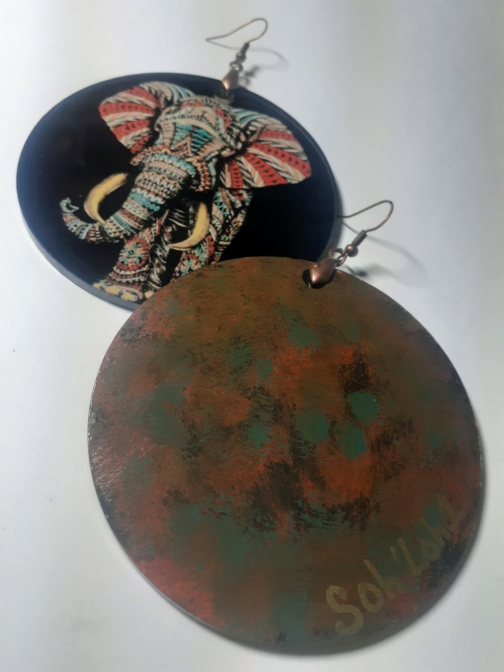 Image of Strength and Power Custom Afrocentric Elephant earrings