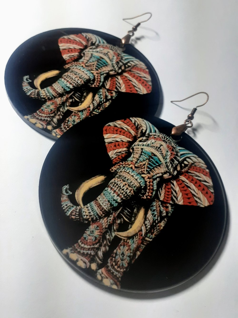 Image of Strength and Power Custom Afrocentric Elephant earrings 