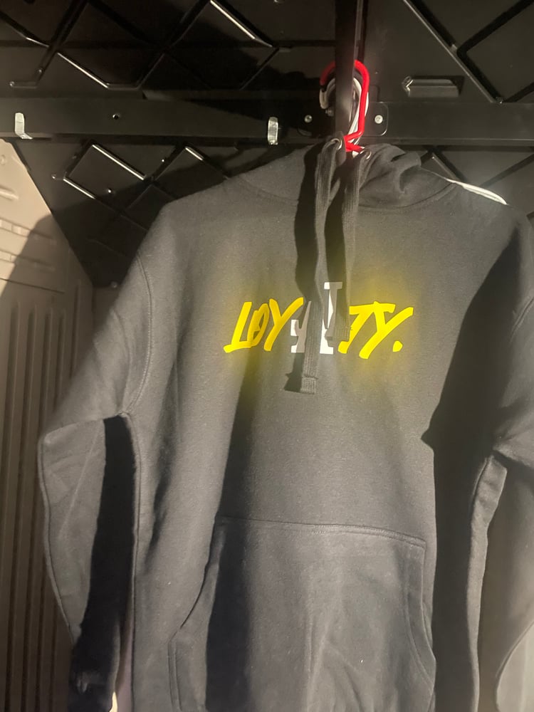 Image of Black yellow white unisex hoodie 
