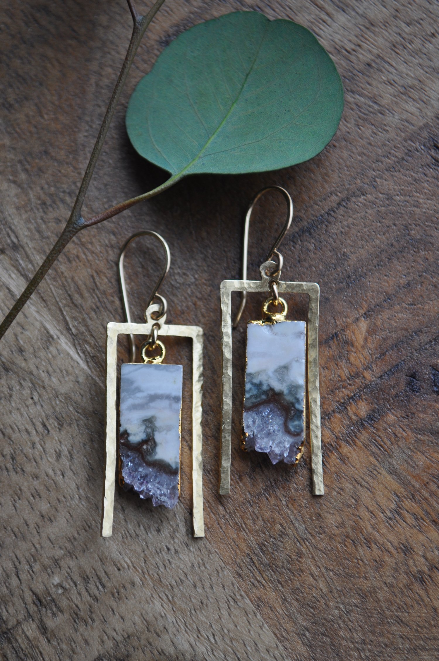 Image of OOAK Amethyst Slice U Dangles (Item 8B)