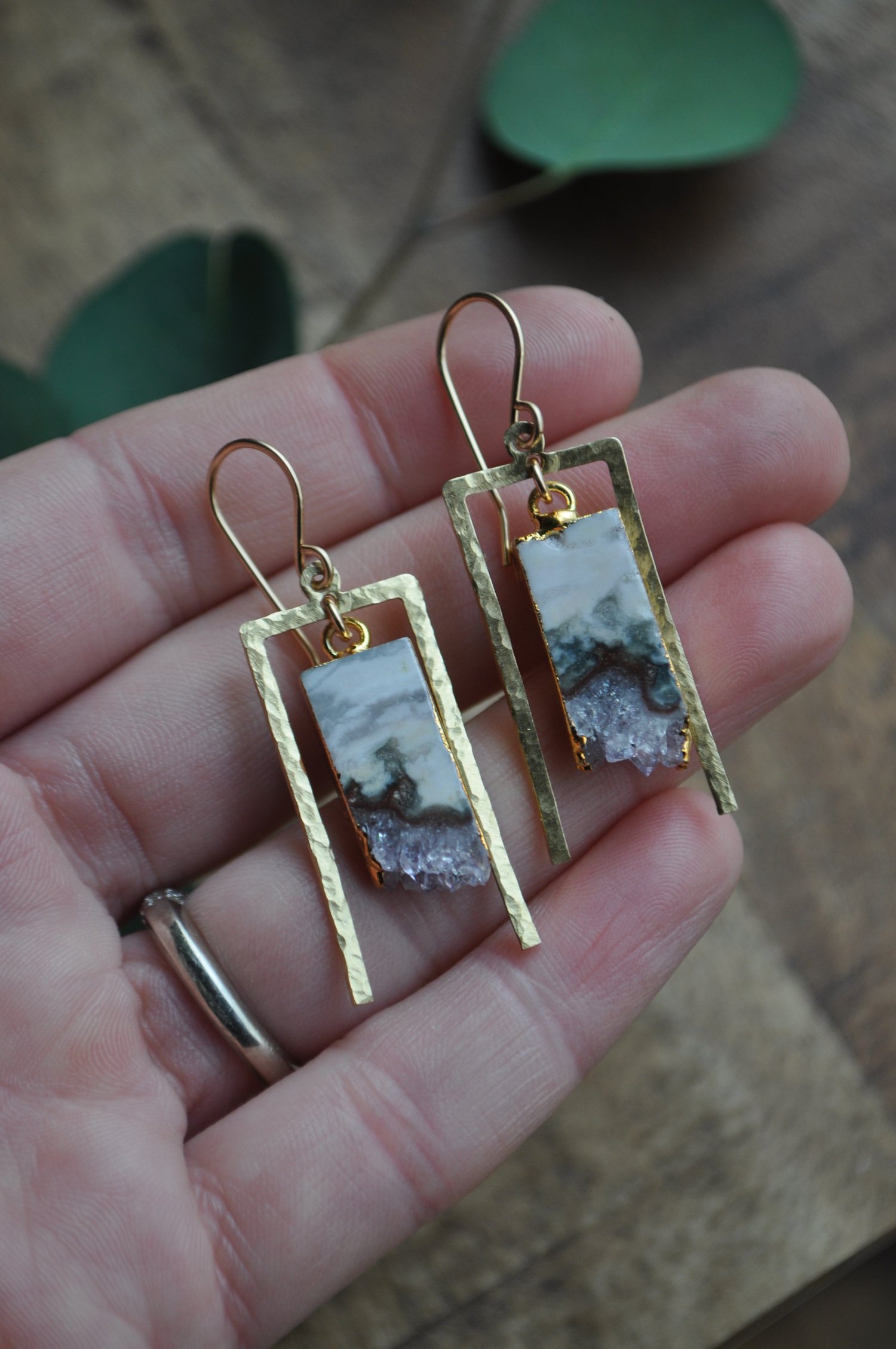 Image of OOAK Amethyst Slice U Dangles (Item 8B)