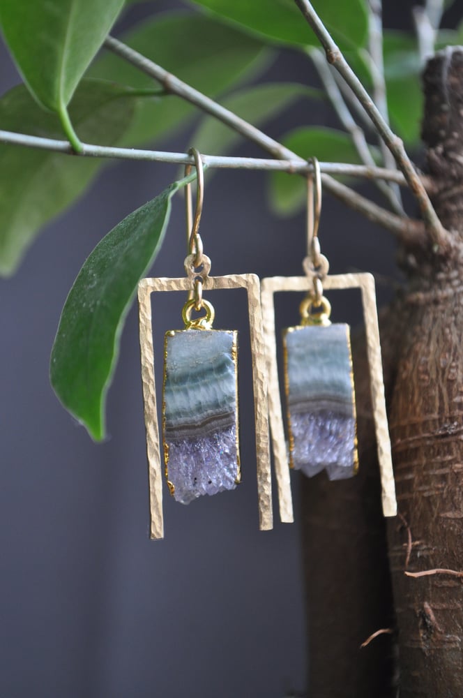 Image of OOAK Amethyst Slice U Dangles (Item 9B)