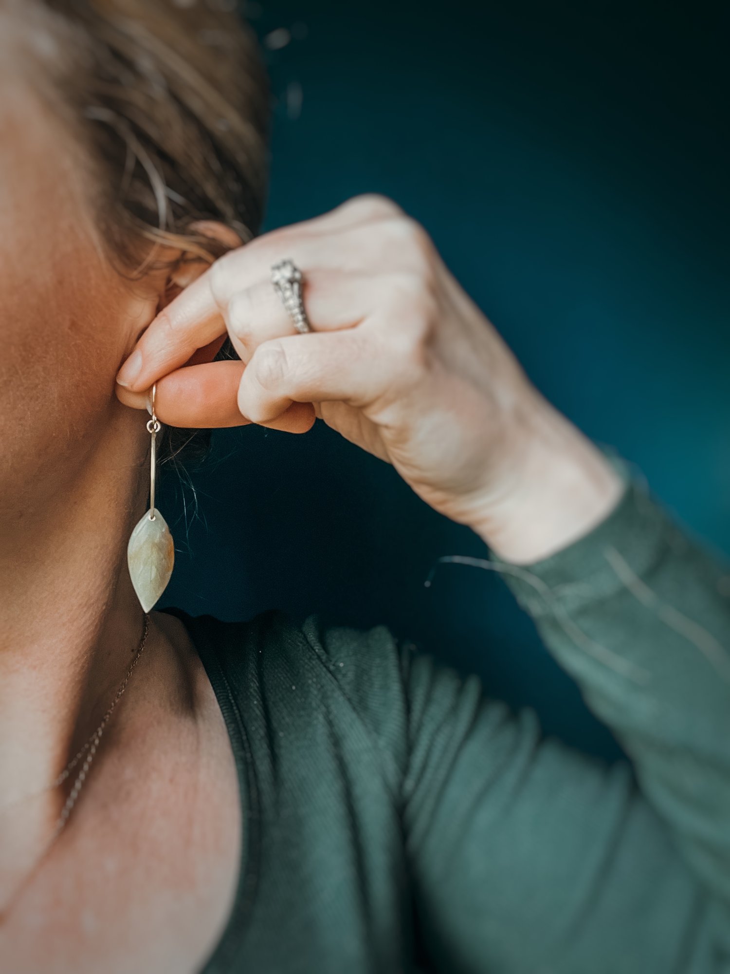 Image of Amazonite Leaf Arc Dangles