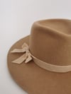 Bianca Fedora Hat / Beige with Velvet ribbon