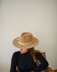 Image 1 of Bianca Fedora Hat / Beige with Velvet ribbon