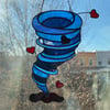 Stained Glass Tornado Heart - Blue