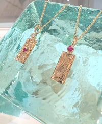 Image 2 of 14k solid gold diamond & pink sapphire Hawaii bar 