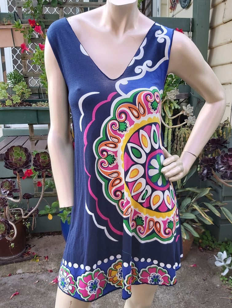 Image of Summer dress. v-neck blue mandala