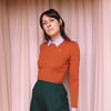 Phuncle Long Sleeve Cropped Merino T Sweater - Paprika