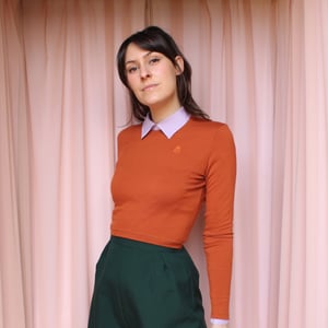 Image of Phuncle Long Sleeve Cropped Merino T Shirt - Paprika