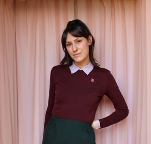 Image of Phuncle Long Sleeve Cropped Merino T Shirt - Mulberry