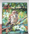 Spring Perching– Tree Sparrow  bird painting