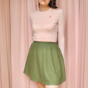 Image of Phuncle Long Sleeve Cropped Merino T Shirt - Shell Pink