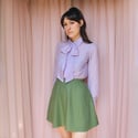 Ready to ship Silk Cotton Lilac Phuncle Bow Blouse