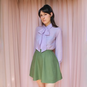 Image of Silk Cotton Lilac Phuncle Bow Blouse