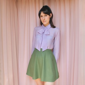 Image of Silk Cotton Lilac Phuncle Bow Blouse