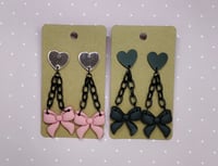 Bows and Chains Clay Earrings 