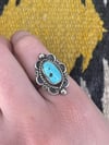 Sterling and Turquoise Scalloped Ring (6.75)