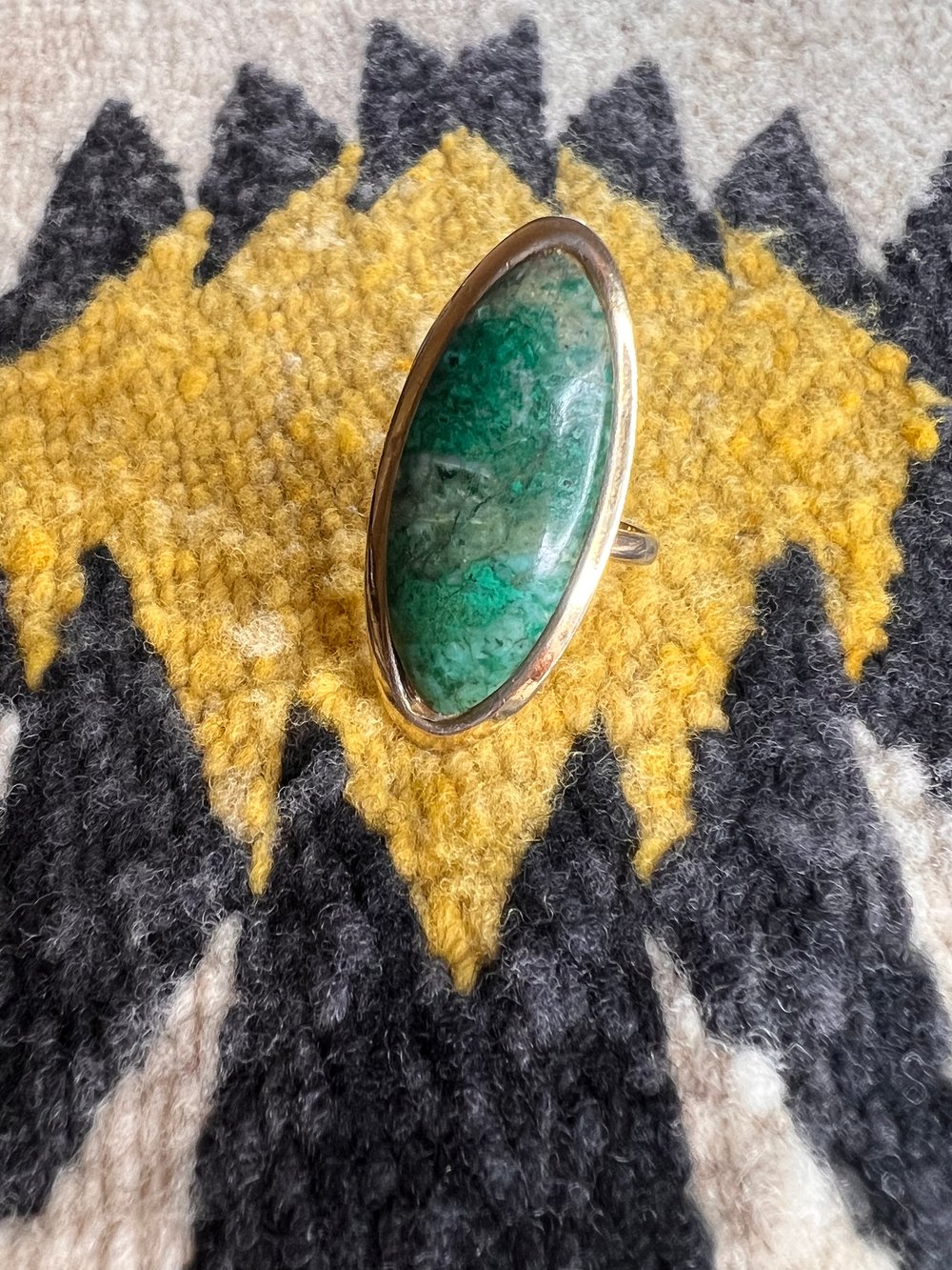 Sterling and Large Green Turquoise Ring (9)